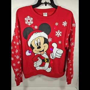 Mickey Mouse Disney Licensed Holiday Light Up Red Sweatshirt Junior Size Medium